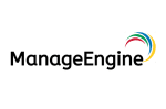 The ManageEngine logo features the brand name in bold black letters, with three curved lines in green, blue, and red above the last letters, forming a partial circular shape—symbolising Driving Continual Service Improvement.