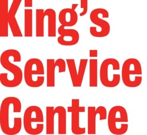 Bold red text on a white background reads King's Service Centre, highlighting its King’s Service Centre accreditation.