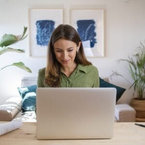 woman studying online