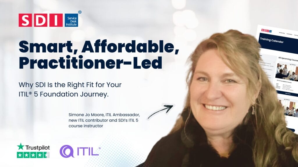 Simone Jo Moore, ITIL trainer for SDI and ITIL5 Ambassador