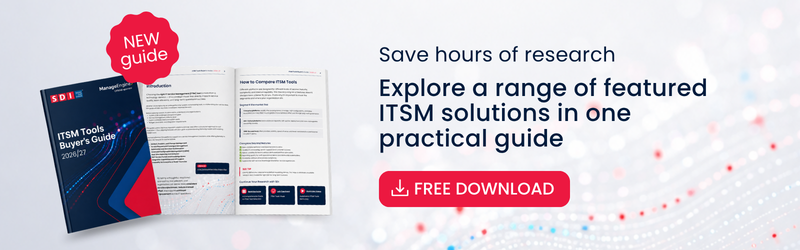 front book cover and open pages of ITSM tools guide